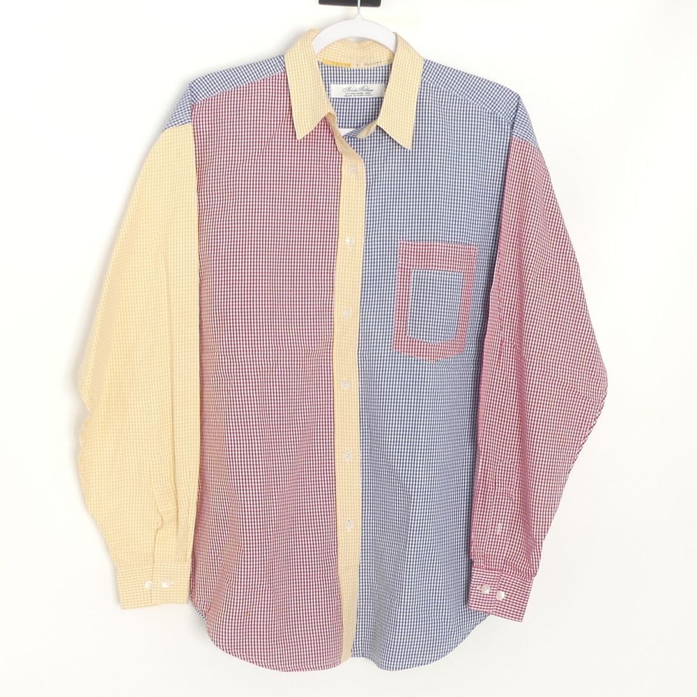 Brooks Brothers Rainbow Patch Gingham Plaid Long Sleeve Shirt‎ Men's M